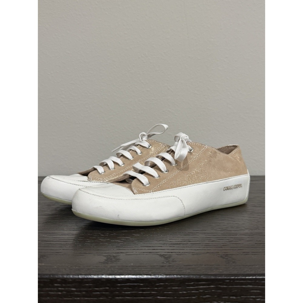 Candice Cooper Rock S Low Leather Suede Beige Shimmer‎ Sneaker 37.5